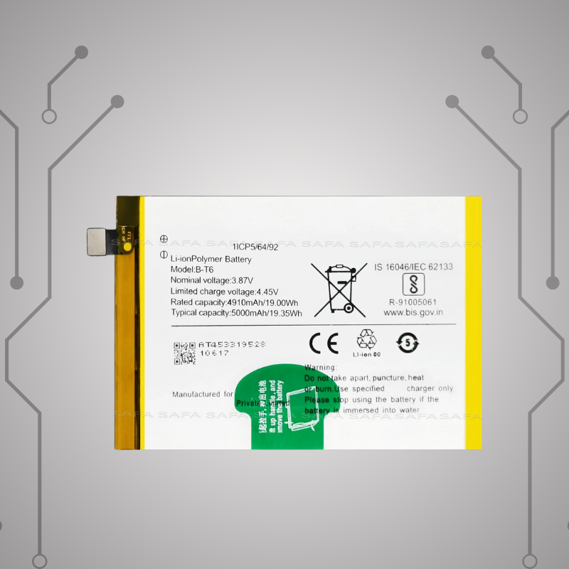 Safa Original Mobile Battery For VIVO T1 5G/Y75 5G/iQOO Z6 5-5000MAh (B-T6)