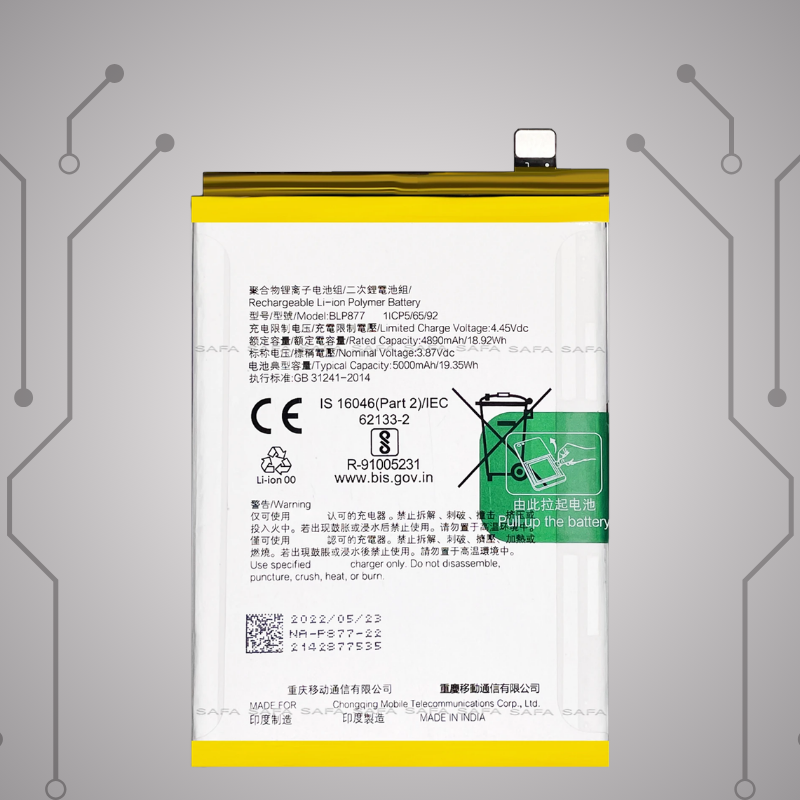 Safa Original Mobile Battery For Realme Narzo 50i-5000MAh (BLP877)
