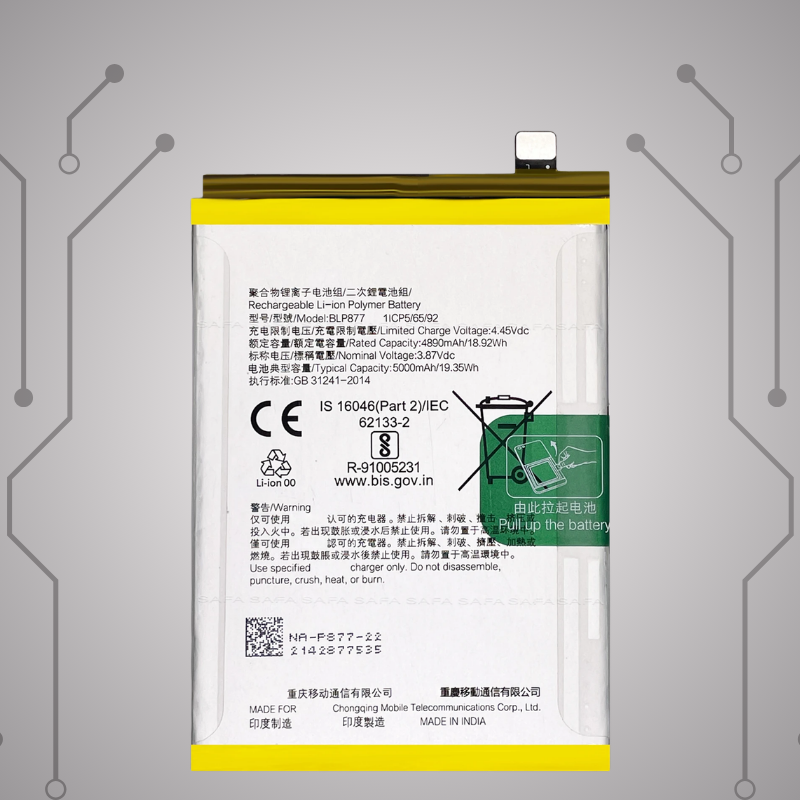 Safa Original Mobile Battery For Realme C53/Realme 8i/9i 5G-5000MAh (BLP877_BAT)