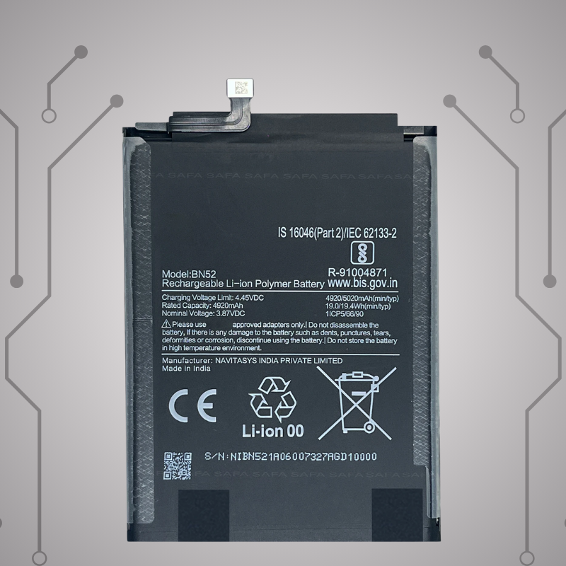 Safa Original Mobile Battery For Redmi Note 9 Pro Plus-5020MAh (BN52_BATT)