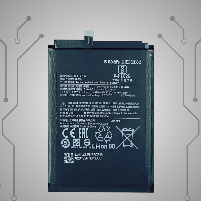 Safa Original Mobile Battery For Redmi Note 10 Pro Max-5020MAh (BN53)