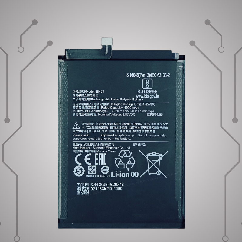 Safa Original Mobile Battery For Redmi Note 9 Pro Max/POCO M2 Pro-5020MAh (BN53)