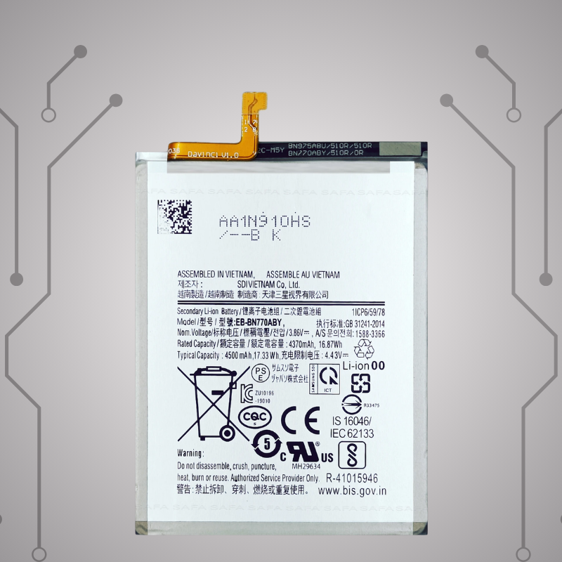 Safa Original Mobile Battery For Samsung Galaxy Note 10 Lite-4500MAh (EB-BN770ABY)