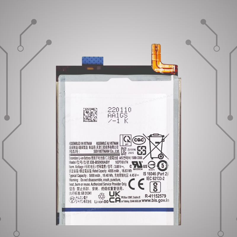 Safa Original Mobile Battery For Samsung Galaxy S22 Ultra 5G-5000MAh (EB-BS908ABY)