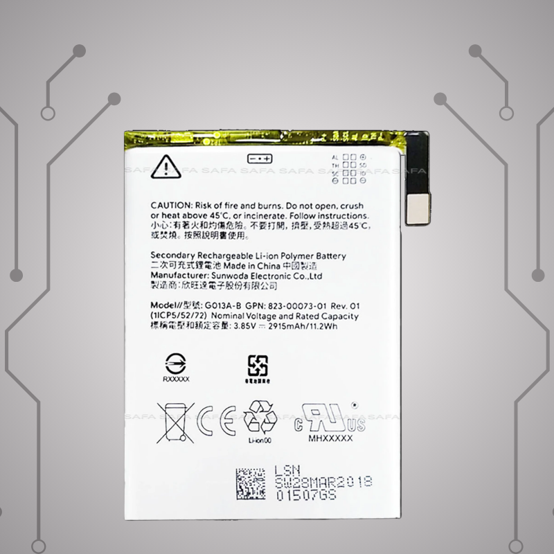 Safa Original Mobile Battery For Google Pixel 3-2915MAh (G013A-B)