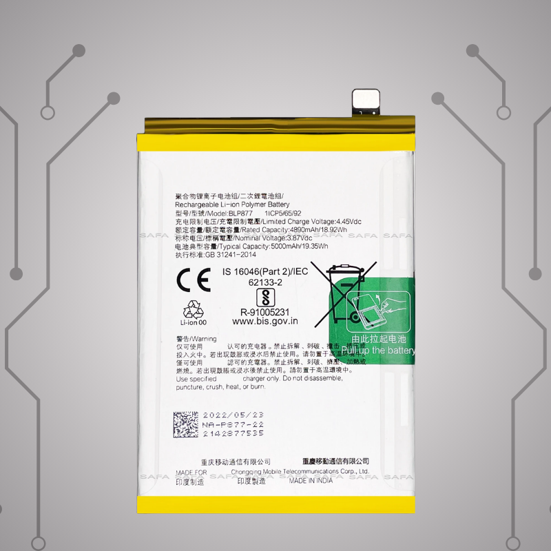 Safa Original Mobile Battery For Realme 8 5G/Narzo 30 5G-5000MAh (BLP803)