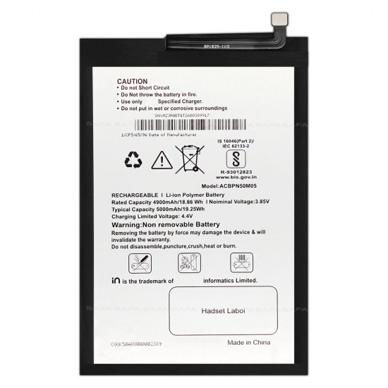 Safa Mobile Battery For Micromax IN 1B - 5000mAh