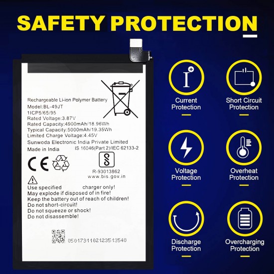 Safa Mobile Battery For Tecno Spark 8 Pro - 5000mAh