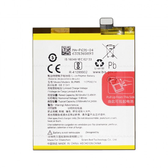 Safa Mobile Battery For OnePlus 6T - 3700MAh