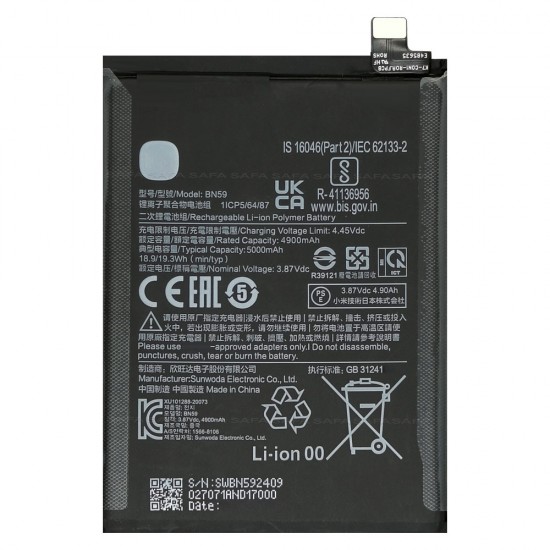 Safa Mobile Battery For Redmi Note 10S - 5000mAh