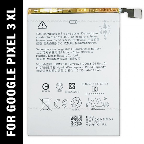 Safa Mobile Battery For Google Pixel 3 XL - 3430MAh