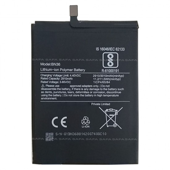 Safa Mobile Battery For Mi A2 - 3010mAh