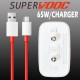 SAFA 65W Oneplus SuperVooc Super Fast Charger With Data Cable (White&RED)