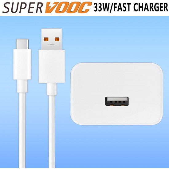 SAFA 33 W SuperVooc 3A Fast Charger With Data Cable (White) 