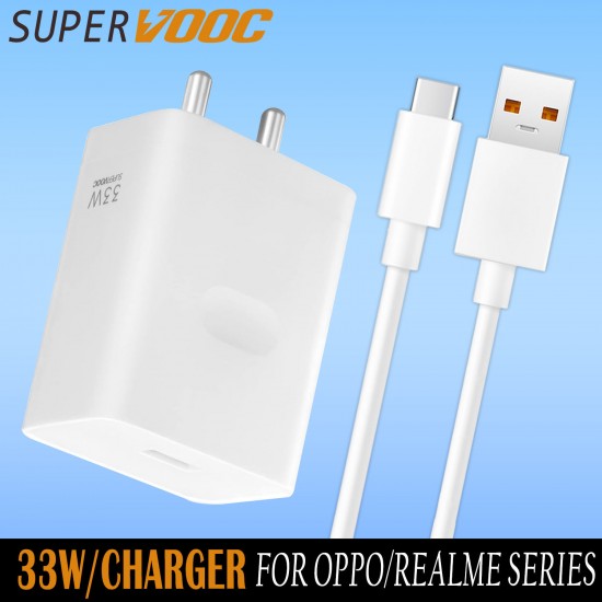 SAFA 33 W SuperVooc 3A Fast Charger With Data Cable (White) 