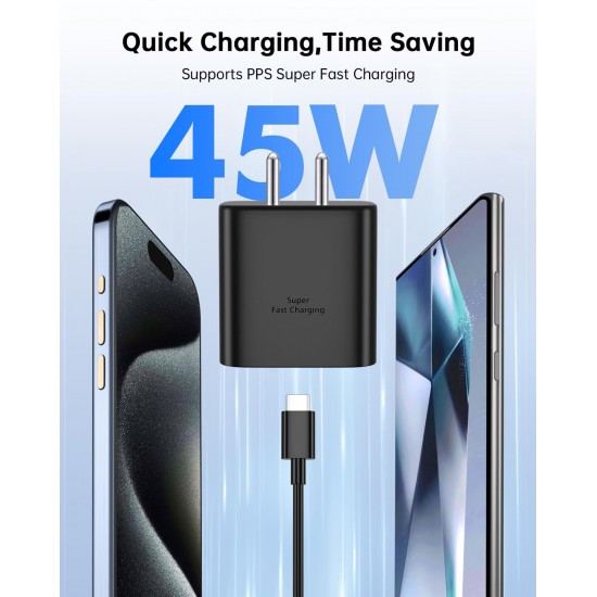 SAFA 45W Samsung Super Fast Charger With Data Cable (Black)