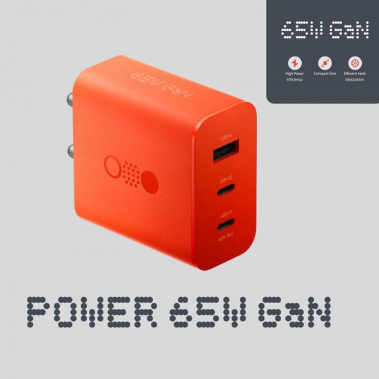 SAFA 65W Nothing Charger Power GaN 3A 3 Port (Only Adapter, Orange) 