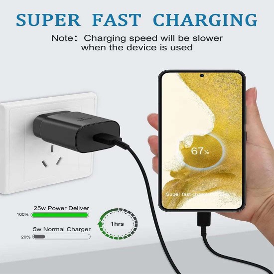 SAFA 25W Samsung Super Fast Charger With Data Cable (Black)