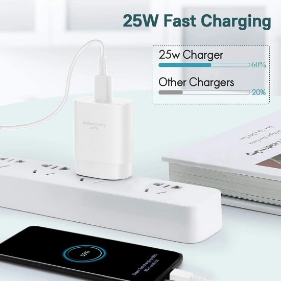 SAFA 25W Samsung Super Fast Charger With Data Cable (White)