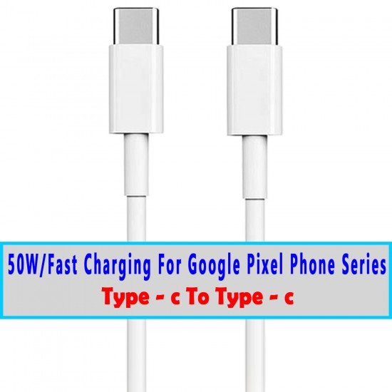 SAFA GOOGLE PIXEL 50W TYPE-C TO TYPE-C FAST CHARGING CABLE (1M, White)