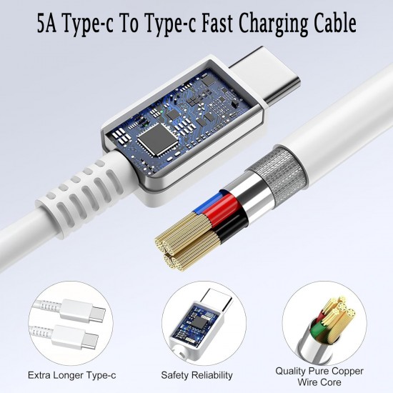 SAFA SAMSUNG 50W TYPE-C TO TYPE-C SUPER FAST CHARGING CABLE (1M, White)