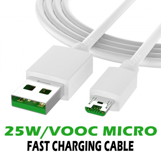 SAFA NARZO 25W VOOC MICRO USB FAST CHARGING CABLE (1M, White)