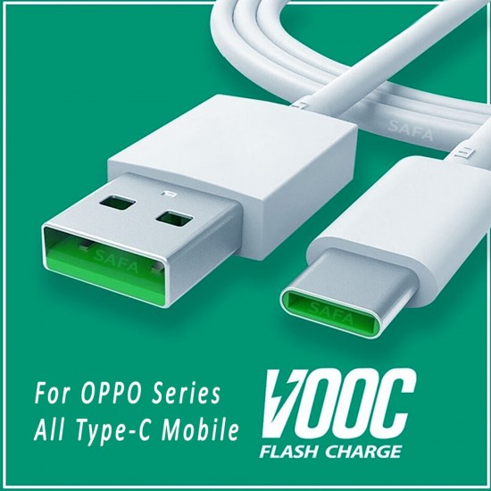 SAFA NARZO 65W VOOC USB TYPE C SUPER FAST CHARGING CABLE (1M, White)