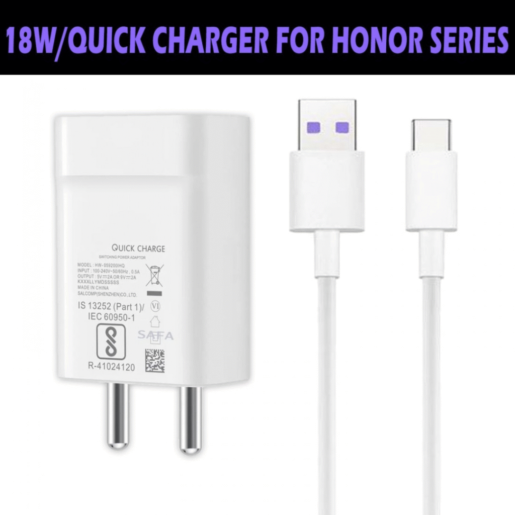 Honor 18W Quick Charge Charger With Data Cable – Safa