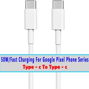 50W Type-C to Type-C Fast Charging Cable – 1 Meter White, SAFA, Google Pixel Compatible
