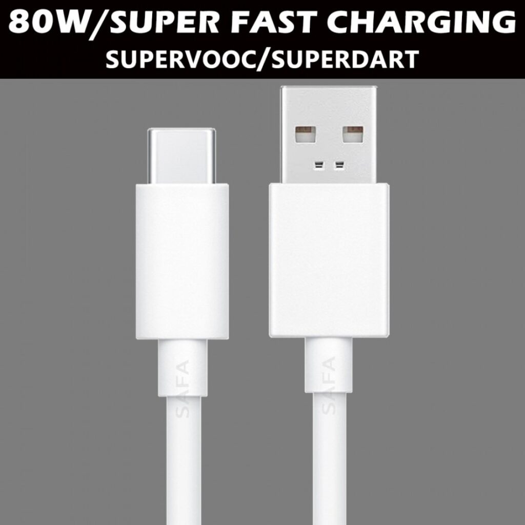 80W Type-C SUPERVOOC Charging Cable – 1 Meter White, SAFA