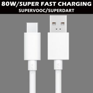 80W Type-C SUPERVOOC Charging Cable – 1 Meter White, SAFA