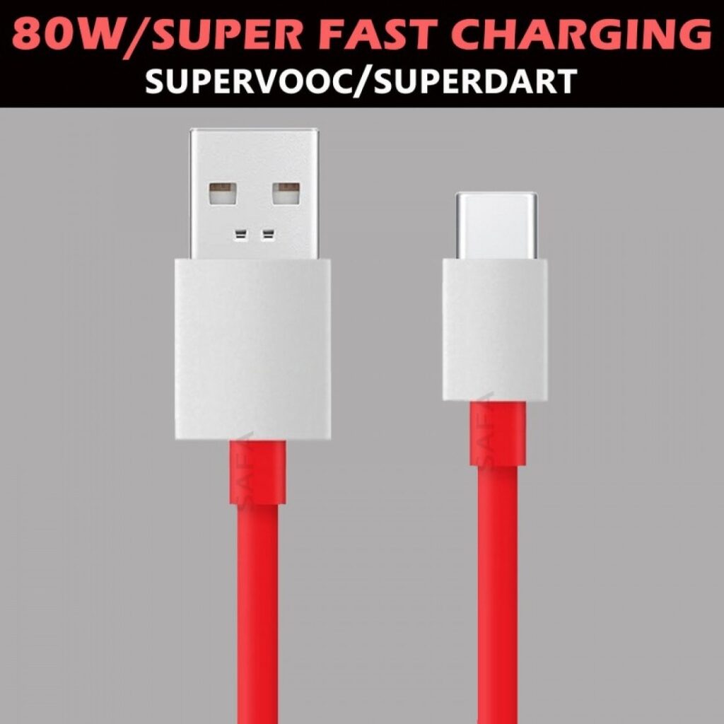 80W Type-C Fast Charging Cable – 1 Meter Red, SAFA